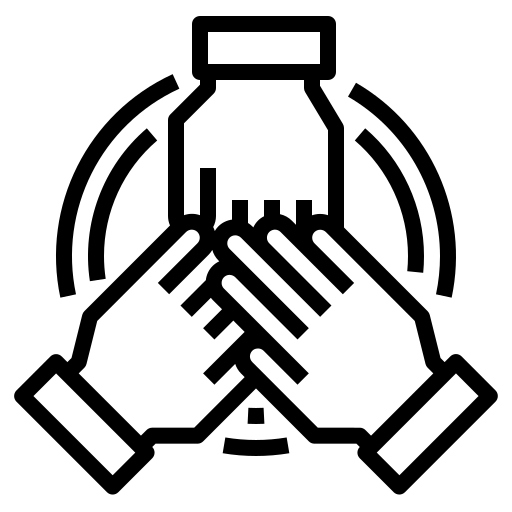 Image of three hands coming together in a circle