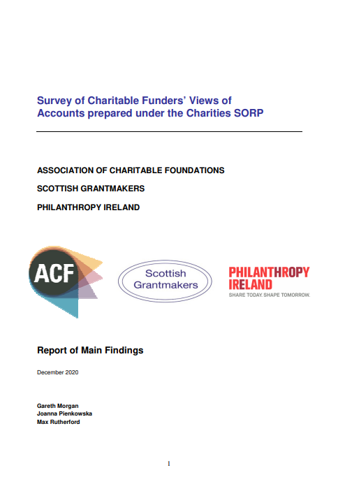 Survey of Charitable Funders’ Views of Accounts prepared under the Charities SORP report cover