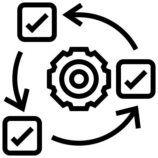 Image of a circular scheme with three ticked checkboxes, with a cog wheel at the centre