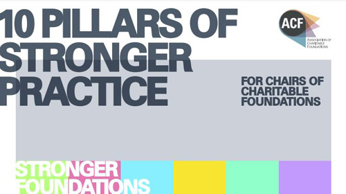 10 pillars of stronger practice for chairs of charitable foundations report cover