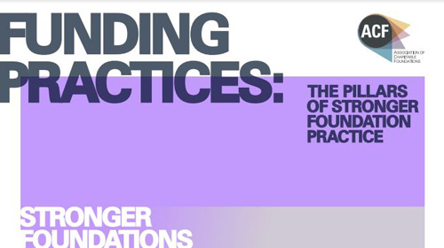 Thumbnail image of a report titled "Funding practices: the pillars of stronger foundation practice"